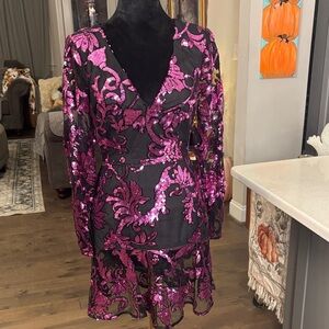 Milly Black and Pink Sequin Dress